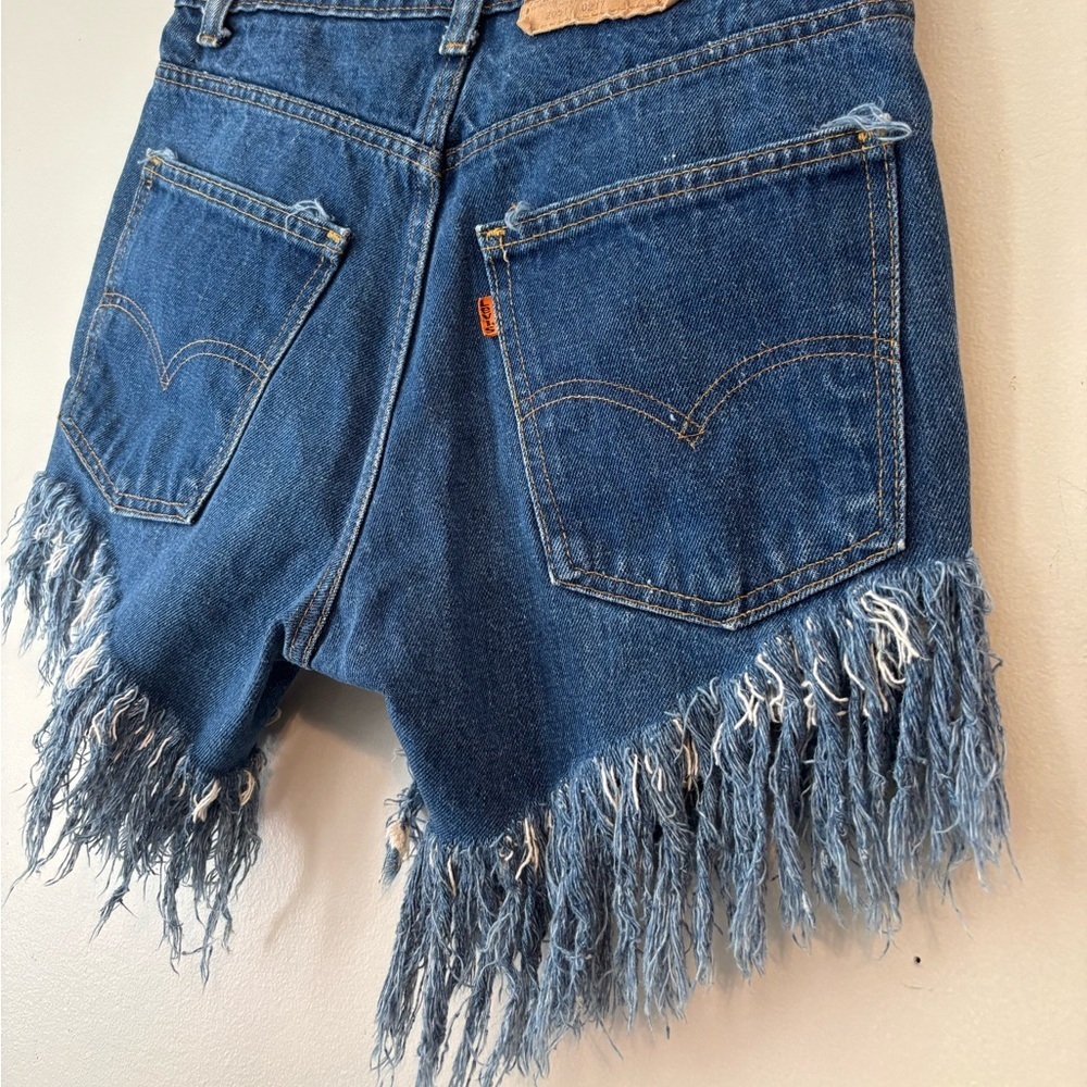 60's-80's Vintage Boho Western Denim Levis Orange Tab 30/34 Mom Shorts XS Small - Picture 8 of 10